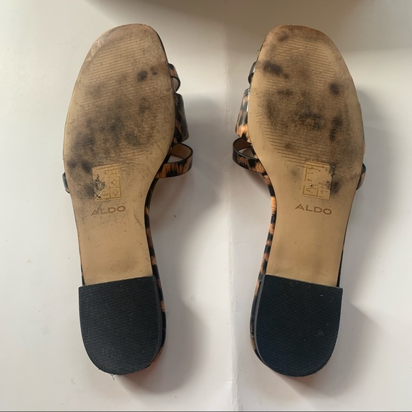 Aldo Womens Astirassa Slides Sandals Brown Black Leopard Print Slip On 6.5 - Picture 4 of 6